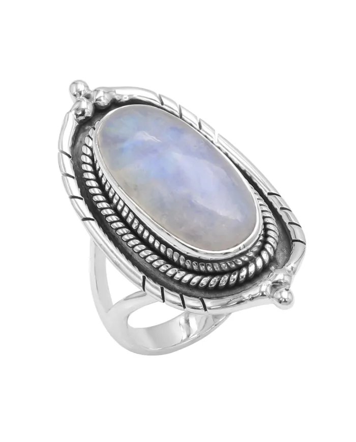 Moonstone Ring - 925 Sterling Silver Handmade Bohemian Jewelry
