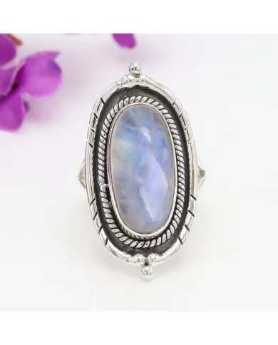 Moonstone Ring - 925 Sterling Silver Handmade Bohemian Jewelry