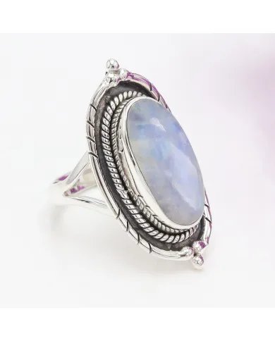 Moonstone Ring - 925 Sterling Silver Handmade Bohemian Jewelry