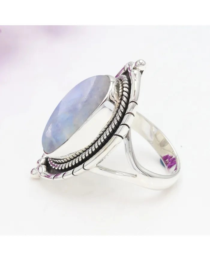 Moonstone Ring - 925 Sterling Silver Handmade Bohemian Jewelry