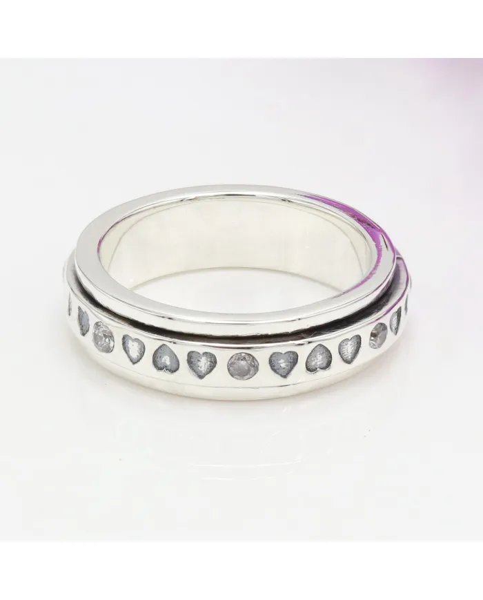 Swarovski Crystal Spinner Ring - 925 Sterling Silver Handmade Jewelry
