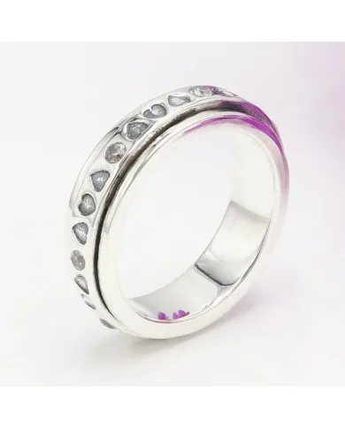 Swarovski Crystal Spinner Ring - 925 Sterling Silver Handmade Jewelry
