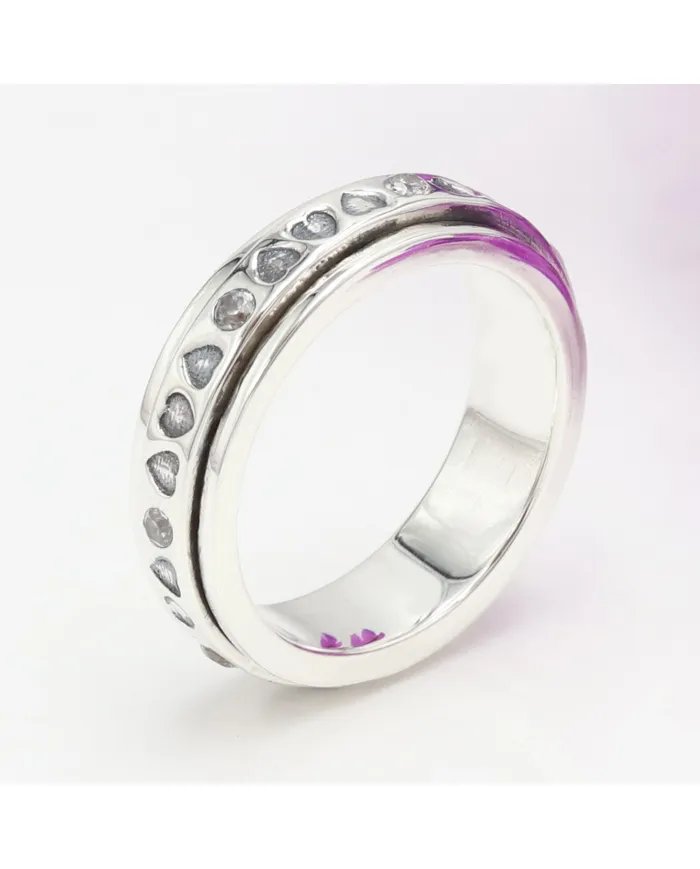 Swarovski Crystal Spinner Ring - 925 Sterling Silver Handmade Jewelry