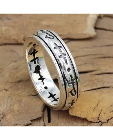 925 Sterling Silver Band Spinner Ring - Meditation Fidget & Anxiety Relief