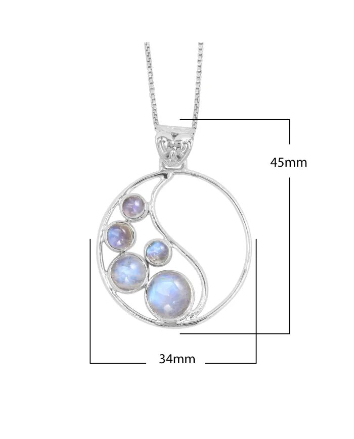 Rainbow Moonstone Pendant - 925 Sterling Silver Minimalist Necklace