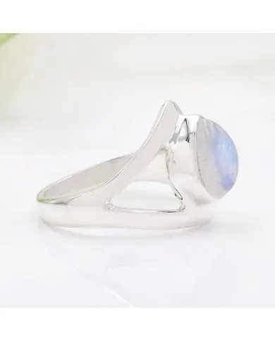 Rainbow Moonstone Ring – Handmade 925 Sterling Silver Statement Jewelry