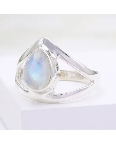 Rainbow Moonstone Ring – Handmade 925 Sterling Silver Statement Jewelry