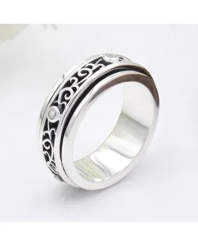 Swarovski Crystal Ring - Oxidized Finish 925 Sterling Silver Jewelry