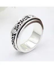 Swarovski Crystal Ring - Oxidized Finish 925 Sterling Silver Jewelry