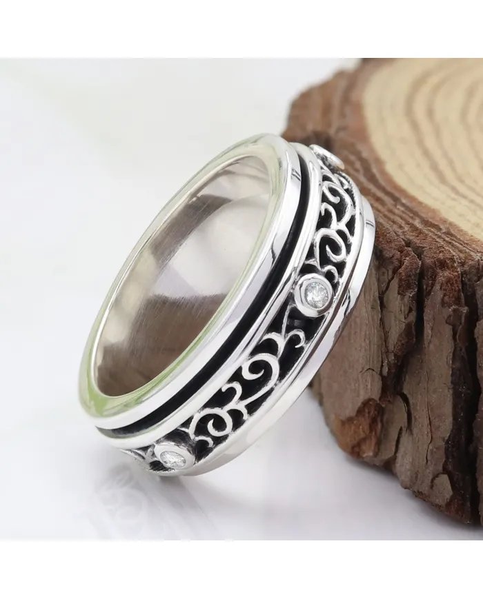 Swarovski Crystal Ring - Oxidized Finish 925 Sterling Silver Jewelry