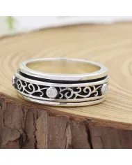 Swarovski Crystal Ring - Oxidized Finish 925 Sterling Silver Jewelry