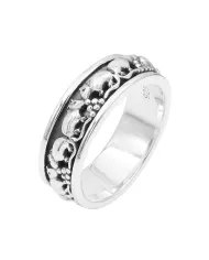 Mouse Motif Spinner Band Ring - 925 Sterling Silver Oxidized Jewelry