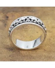 Mouse Motif Spinner Band Ring - 925 Sterling Silver Oxidized Jewelry