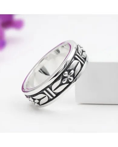 Oxidized Spinner Ring - 925 Sterling Silver Meditation & Anxiety Jewelry