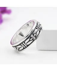 Oxidized Spinner Ring - 925 Sterling Silver Meditation & Anxiety Jewelry
