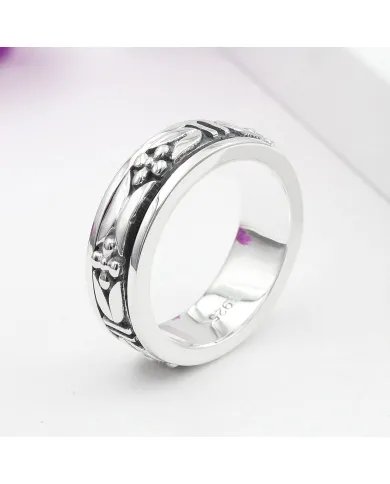 Oxidized Spinner Ring - 925 Sterling Silver Meditation & Anxiety Jewelry