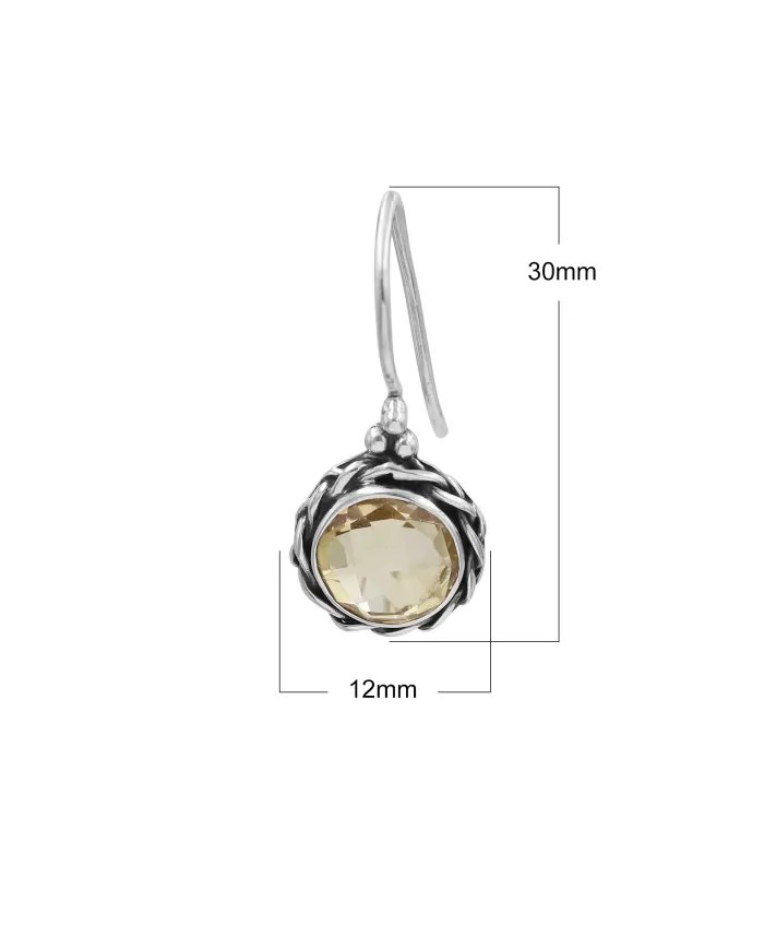 Citrine Earrings, Sterling Silver Earrings, Round Earrings, Ear Wire Earrings, November Birthstone, Vintage Earrings for Women