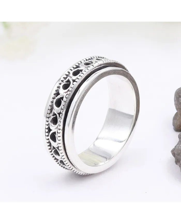 925 Sterling Silver Spinner Ring - Handmade Anxiety & Meditation Jewelry