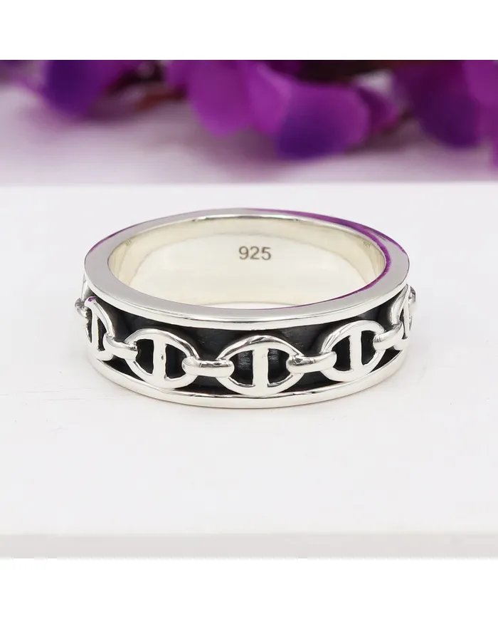 Marina Chain Spinner Ring - 925 Silver Meditation Worry & Fidget Jewelry