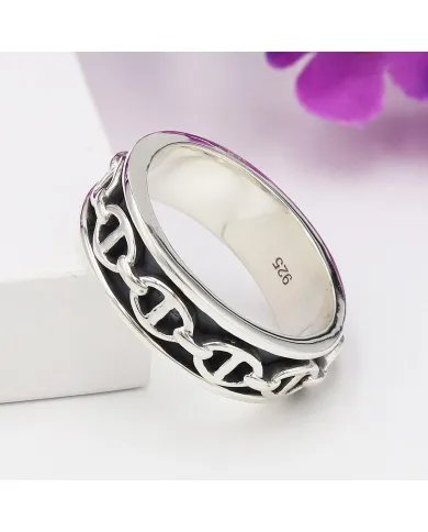Marina Chain Spinner Ring - 925 Silver Meditation Worry & Fidget Jewelry
