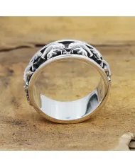 Sterling Silver Dolphin Spinner Ring - Handmade Nautical Ocean Jewelry