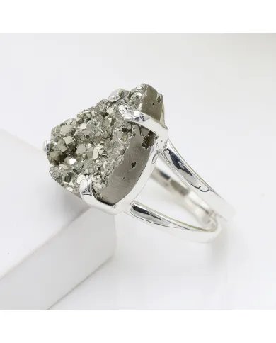 Raw Pyrite Ring - 925 Sterling Silver Handmade Statement Gemstone Jewelry