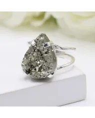 Raw Pyrite Ring - 925 Sterling Silver Handmade Statement Gemstone Jewelry