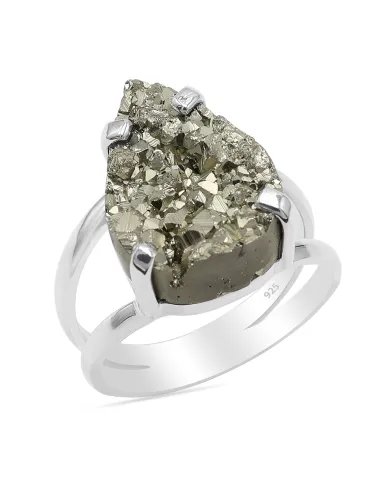Raw Pyrite Ring - 925 Sterling Silver Handmade Statement Gemstone Jewelry