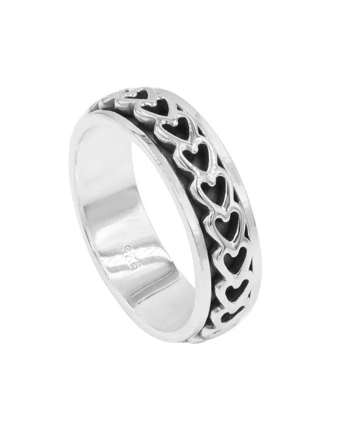 925 Sterling Silver Heart Spinner Ring - Handmade Anxiety & Fidget