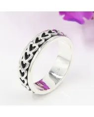 925 Sterling Silver Heart Spinner Ring - Handmade Anxiety & Fidget