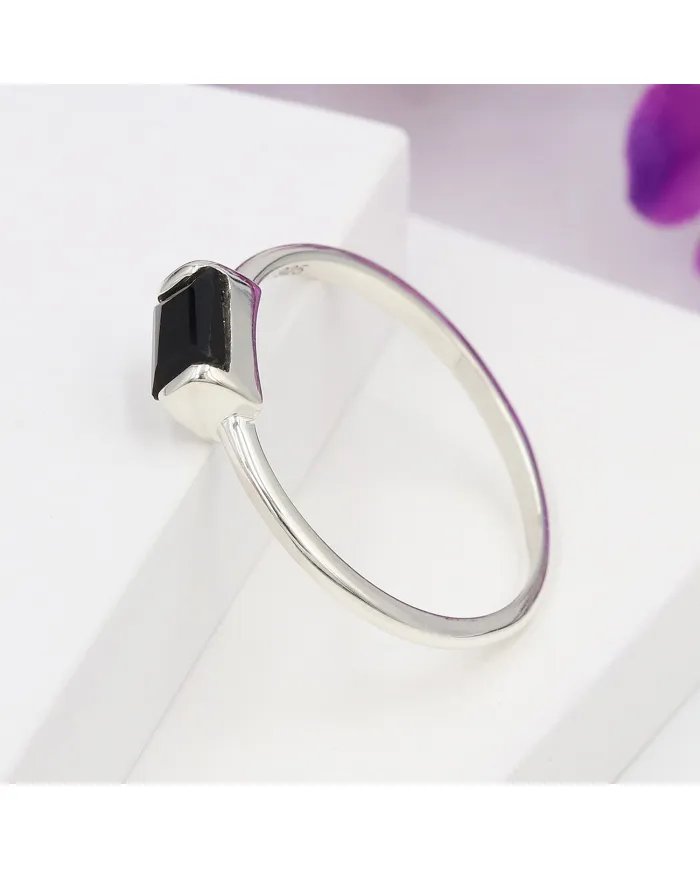 Black Onyx Ring 925 Sterling Silver Minimalist Handmade Dainty Jewelry