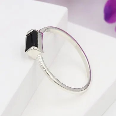 Black Onyx Ring 925 Sterling Silver Minimalist Handmade Dainty Jewelry
