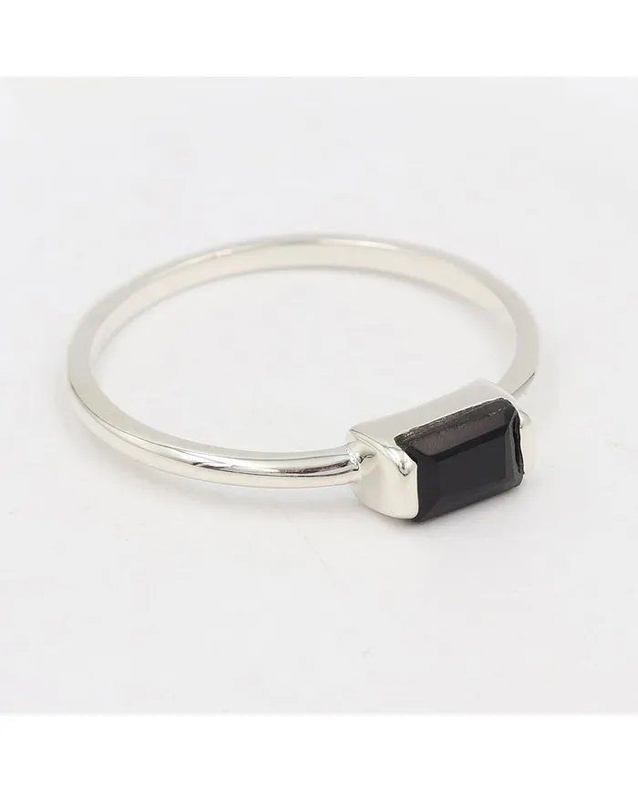 Black Onyx Ring 925 Sterling Silver Minimalist Handmade Dainty Jewelry