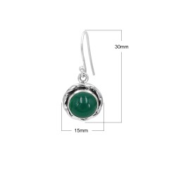 Green Onyx Earrings, Sterling Silver Earrings, Round Earrings, Vintage Earrings, May Birthstone, Dangle Earrings, Green Earrings