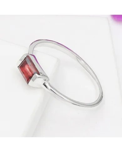 Garnet Ring 925 Sterling Silver - Minimalist Handmade Dainty Jewelry