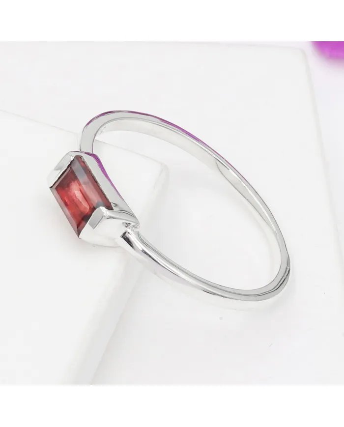 Garnet Ring 925 Sterling Silver - Minimalist Handmade Dainty Jewelry
