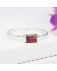 Garnet Ring 925 Sterling Silver - Minimalist Handmade Dainty Jewelry