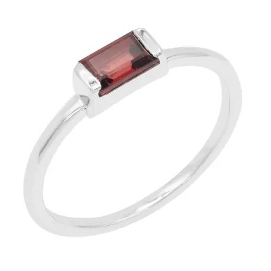 Garnet Ring 925 Sterling Silver - Minimalist Handmade Dainty Jewelry