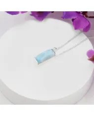 Larimar Pendant – 925 Sterling Silver Handmade Ocean Blue Gemstone