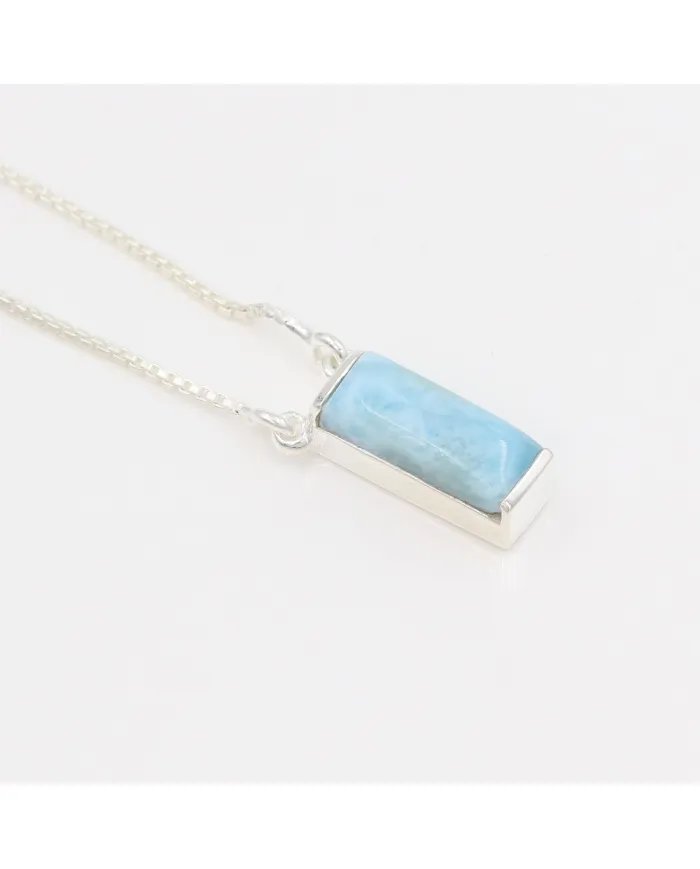 Larimar Pendant – 925 Sterling Silver Handmade Ocean Blue Gemstone