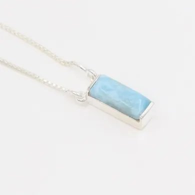 Larimar Pendant – 925 Sterling Silver Handmade Ocean Blue Gemstone