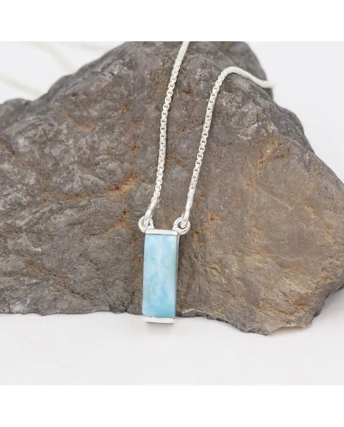 Larimar Pendant – 925 Sterling Silver Handmade Ocean Blue Gemstone