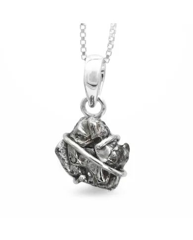 Raw Meteorite Pendant – 925 Sterling Silver Handmade Unisex Jewelry