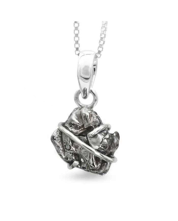 Raw Meteorite Pendant – 925 Sterling Silver Handmade Unisex Jewelry
