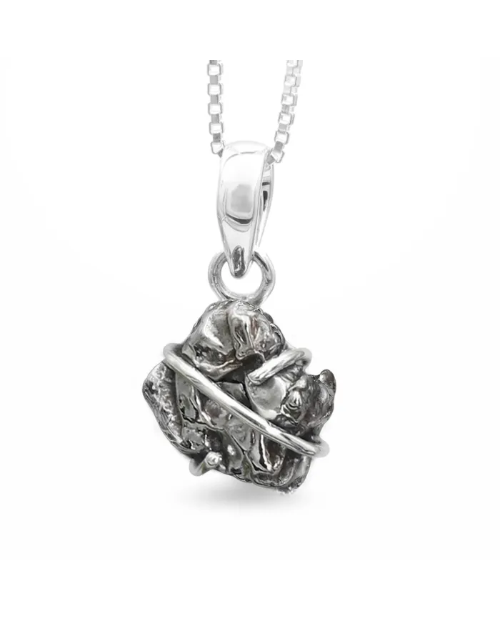 Raw Meteorite Pendant Necklace, 925 Sterling Silver Celestial Jewelry