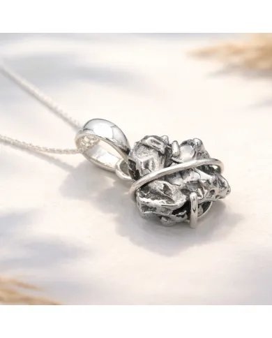Raw Meteorite Pendant – 925 Sterling Silver Handmade Unisex Jewelry