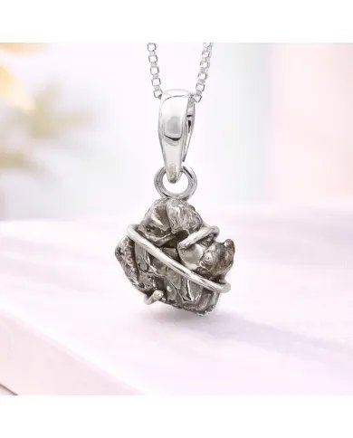 Raw Meteorite Pendant – 925 Sterling Silver Handmade Unisex Jewelry