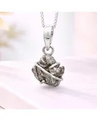 Raw Meteorite Pendant – 925 Sterling Silver Handmade Unisex Jewelry