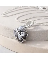 Raw Meteorite Pendant – 925 Sterling Silver Handmade Unisex Jewelry