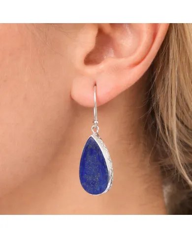 Lapis Lazuli Earrings - 925 Sterling Silver Tear Drop Jewelry for Her